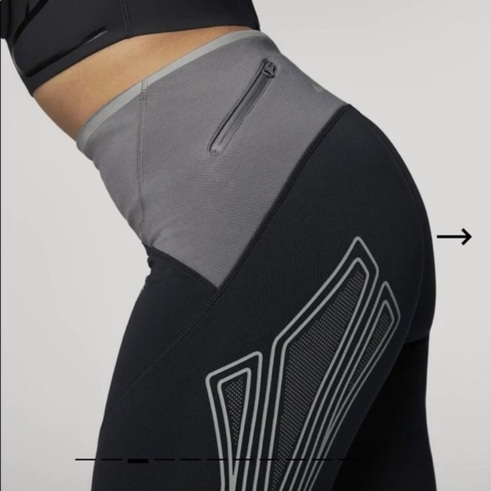 NWOT Adidas by Stella McCartney Truepace Cold.Rdy Leggings Black & Gray Size XS - Picture 3 of 14